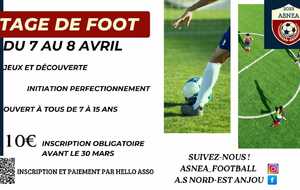 STAGE FOOT JEUNES - 07 & 08 AVRIL 2025