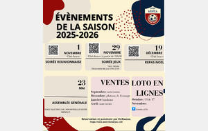 PROCHAINS ÉVÉNEMENTS DU CLUB