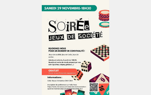 SOIRÉE JEUX DE SOCIÉTÉS - 29/11/2025