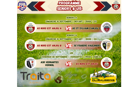 Programme du week-end du 09/09 &amp; 10/09