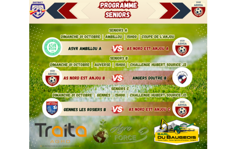 Programme du 30/09 &amp; 01/10