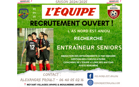 Recrutement ouvert - Entraîneur Seniors - Saison 2024/2025